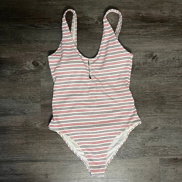 Aerie Buttoned One Piece Swimsuit - Cream and Black - Picture 2 of 6